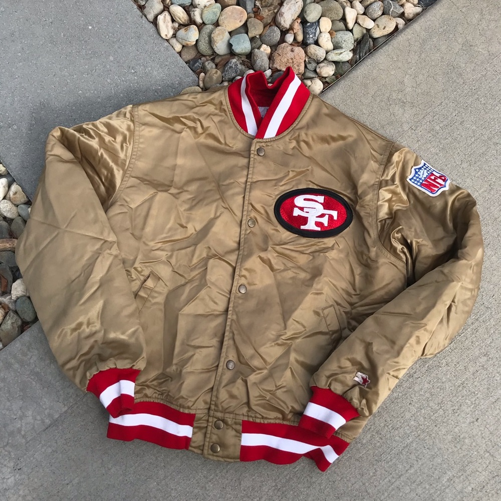 VTG 80s Gold Satin Red Starter Pro Line Jacket